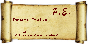 Pevecz Etelka névjegykártya